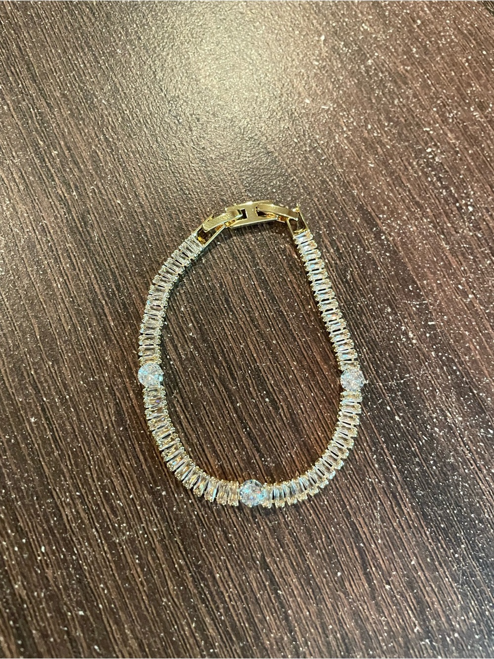 Gold Tone Cubic Zirconia Tennis Bracelet - Gold